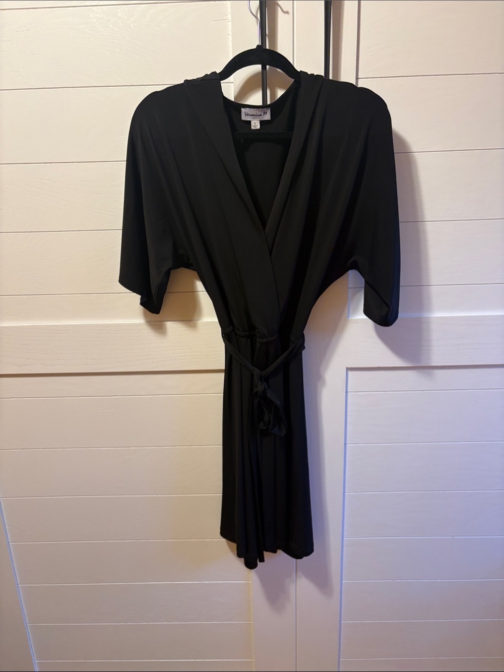 Vimmia Black Draped Wrap Robe with Tie Waist